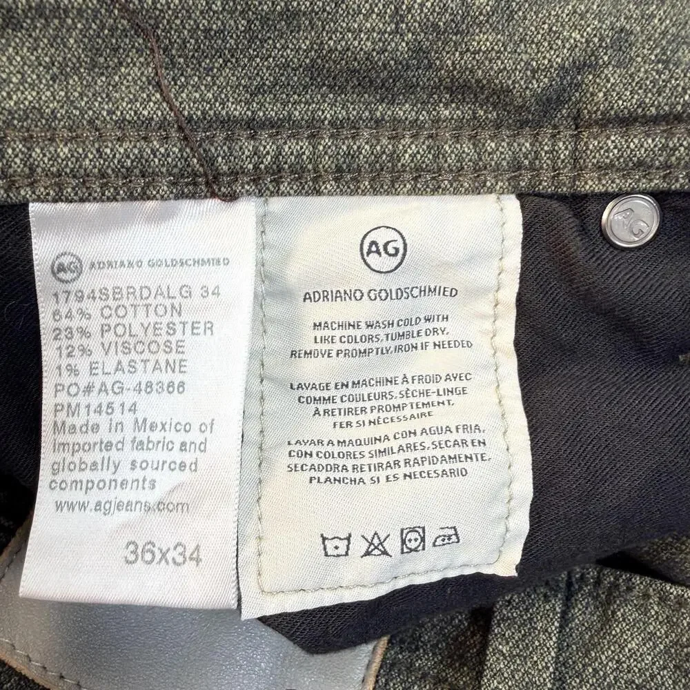 AG Adriano Goldschmied The Everett Jeans Mens 36x30* Green Slim Straight Stretch